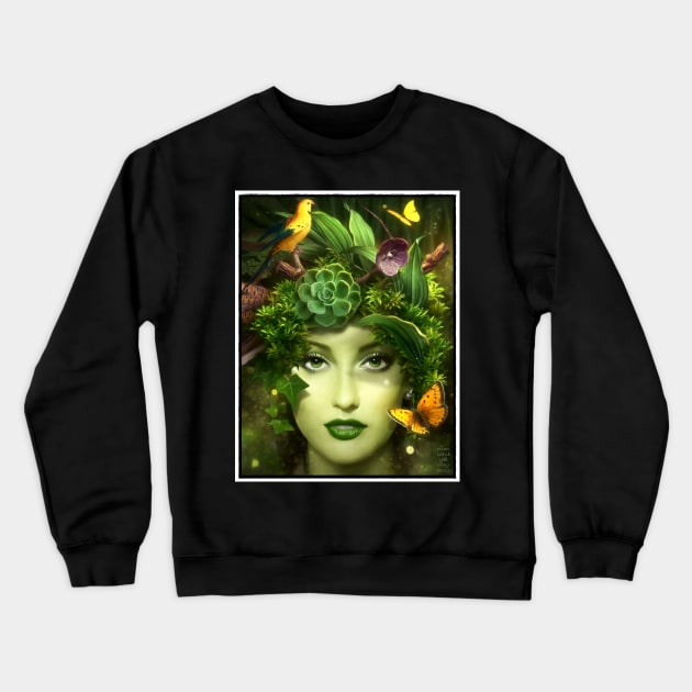 Green Goddess Dryad Fantasy Crewneck Sweatshirt by OrionLodubyal